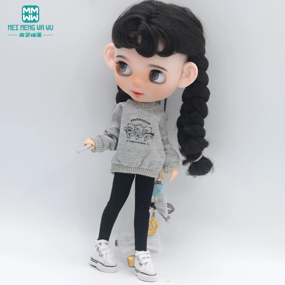 Blyth Clothes Azone OB22 OB24 Doll Accessories Fashion Short T Black White Jeans Plaid Pants Toy Gift