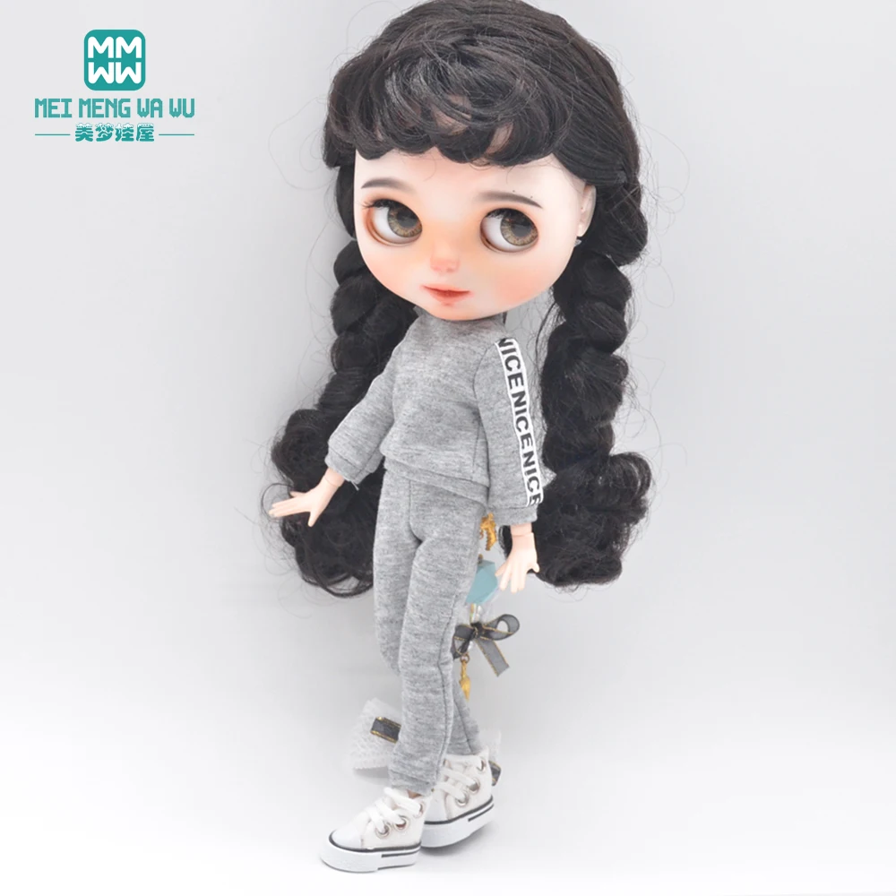 Blyth Clothes Azone OB22 OB24 Doll Accessories Fashion Short T Black White Jeans Plaid Pants Toy Gift