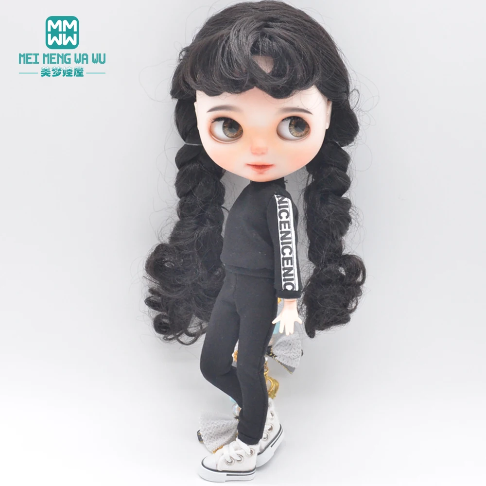 Blyth Clothes Azone OB22 OB24 Doll Accessories Fashion Short T Black White Jeans Plaid Pants Toy Gift