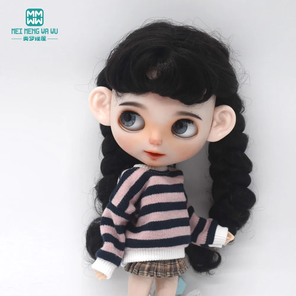 Blyth Clothes Azone OB22 OB24 Doll Accessories Fashion Short T Black White Jeans Plaid Pants Toy Gift