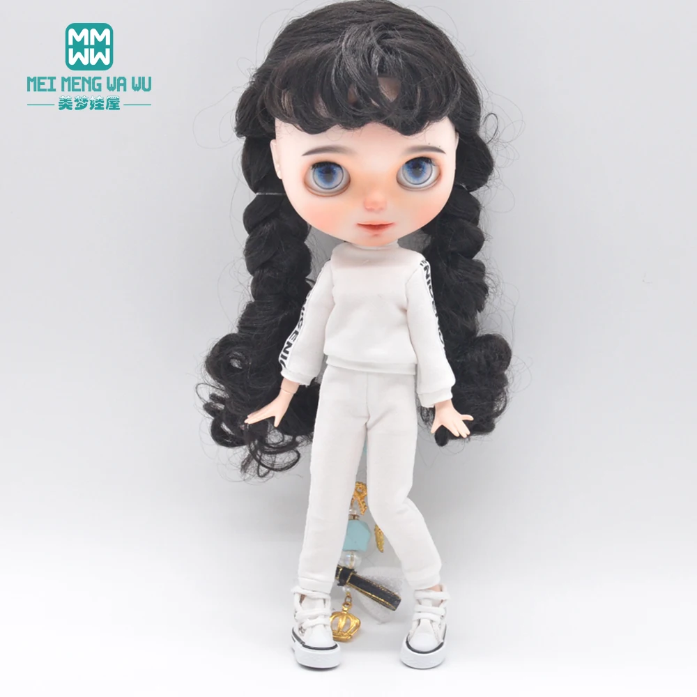 Blyth Clothes Azone OB22 OB24 Doll Accessories Fashion Short T Black White Jeans Plaid Pants Toy Gift
