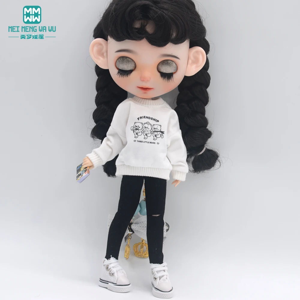 Blyth Clothes Azone OB22 OB24 Doll Accessories Fashion Short T Black White Jeans Plaid Pants Toy Gift