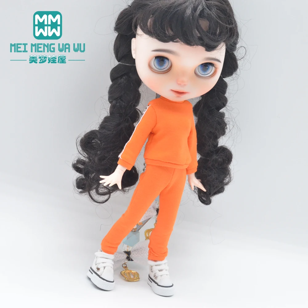 Blyth Clothes Azone OB22 OB24 Doll Accessories Fashion Short T Black White Jeans Plaid Pants Toy Gift
