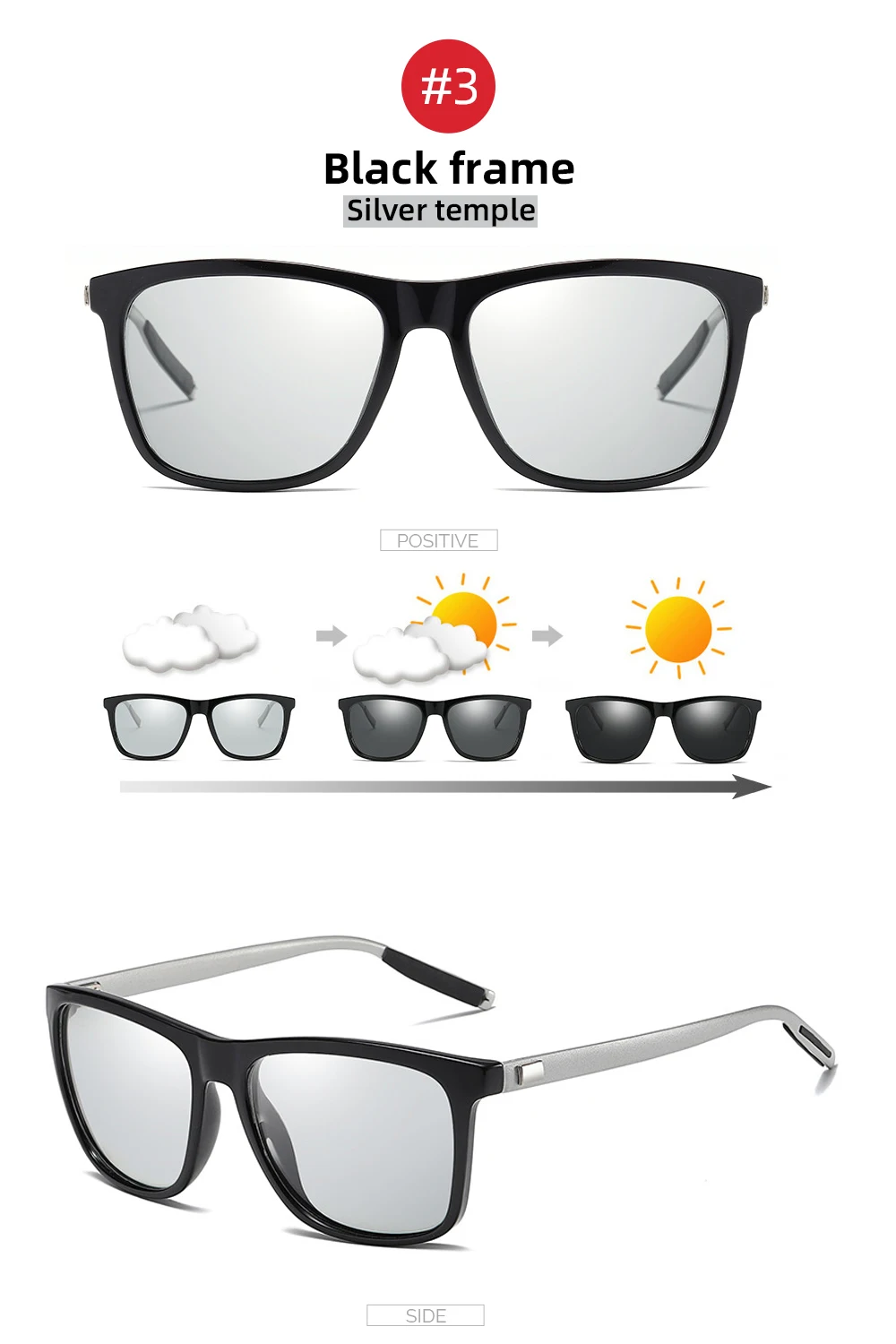 Classic Fishing Sunglasses Men Polarized Metal Square Frame UV400 Photochromic Goggles Women Driving Discoloration Eyewear