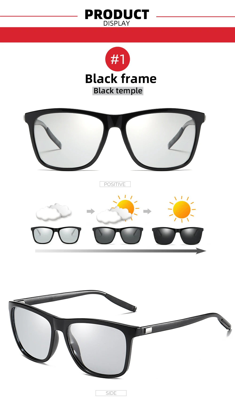 Classic Fishing Sunglasses Men Polarized Metal Square Frame UV400 Photochromic Goggles Women Driving Discoloration Eyewear