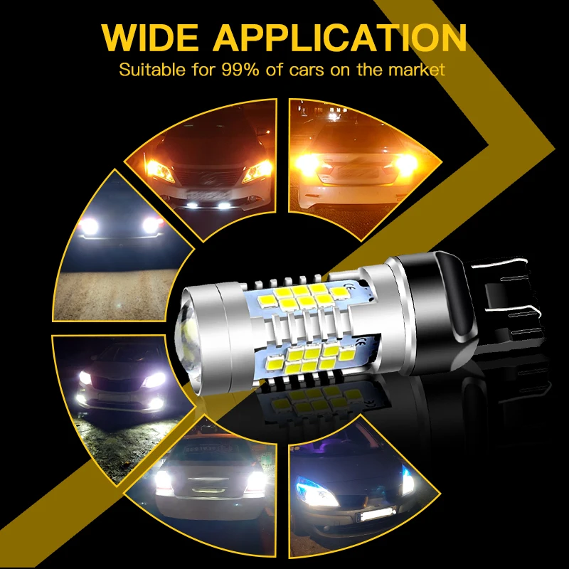 2pcs LED Daytime Running Light DRL Bulb Canbus W21/5W 7443 T20 For VW Up e-UP Caddy MK4 Touareg 7P Beetle Skoda Citigo Seat Mii