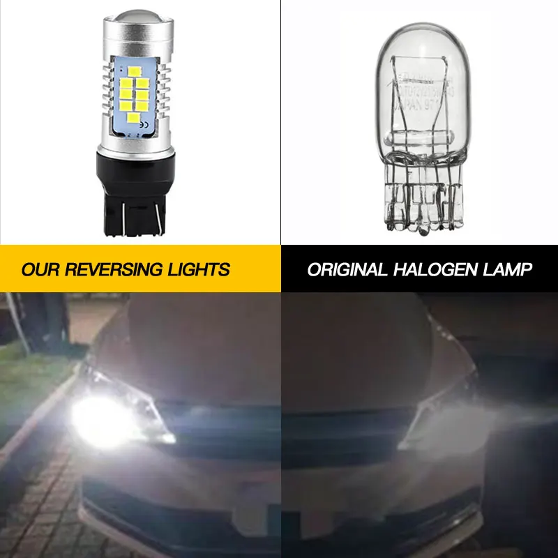 2pcs LED Daytime Running Light DRL Bulb Canbus W21/5W 7443 T20 For VW Up e-UP Caddy MK4 Touareg 7P Beetle Skoda Citigo Seat Mii