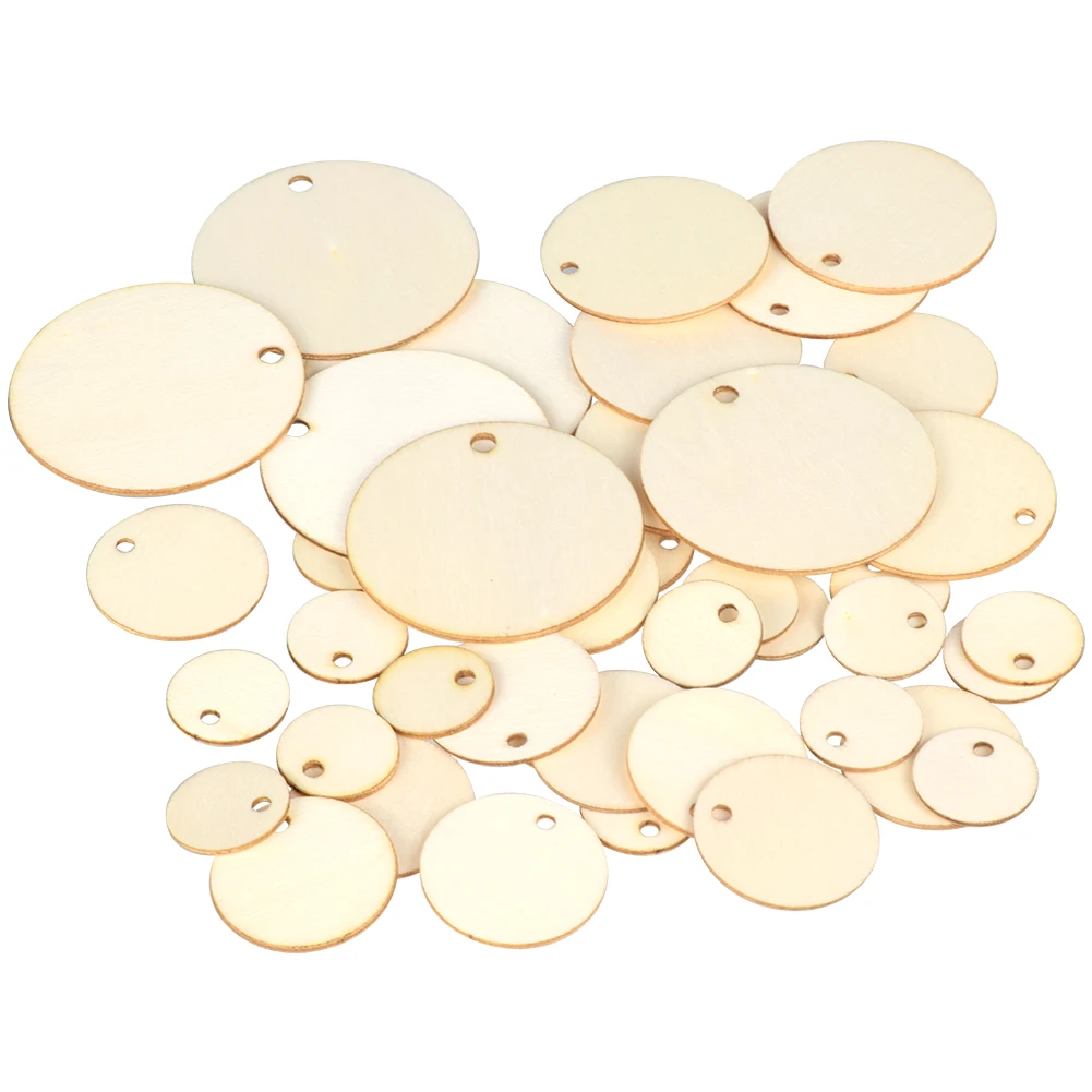20/30/40/50mm Natural Unfinished Round Wood Slices With Hole,Blank Discs,DIY Crafts Wedding Party Christmas Home Decoration