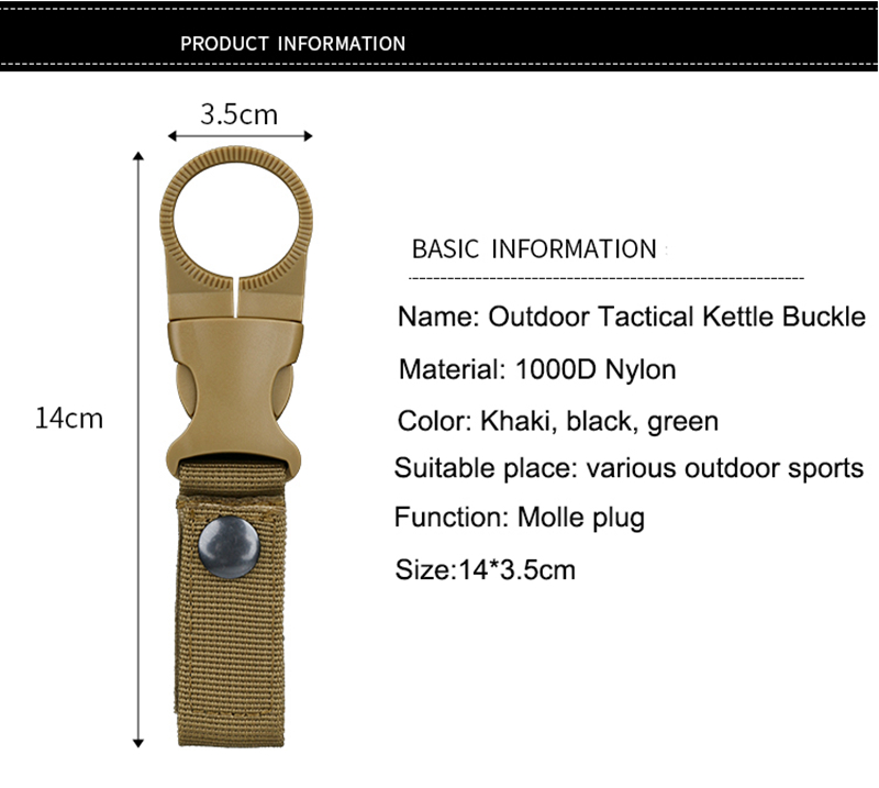 Outdoor Waterbottle Buckle Hook Nylon Webbing Buckle Hook Climb Carabiner Belt Backpack Hanger Camp Water Bottle Holder Clip