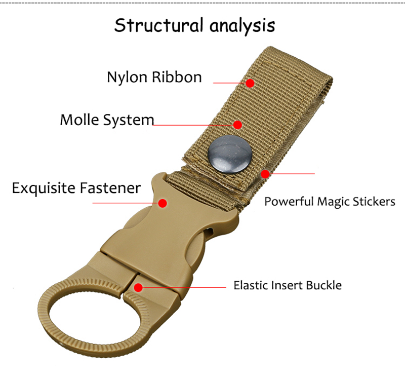 Outdoor Waterbottle Buckle Hook Nylon Webbing Buckle Hook Climb Carabiner Belt Backpack Hanger Camp Water Bottle Holder Clip