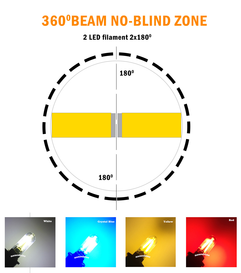 2x Classical W5W Led T10 Filament Cob Glass Car Light Bulb High Quality Auto Automobiles Reading Dome Lamp DRL Car Styling 12v