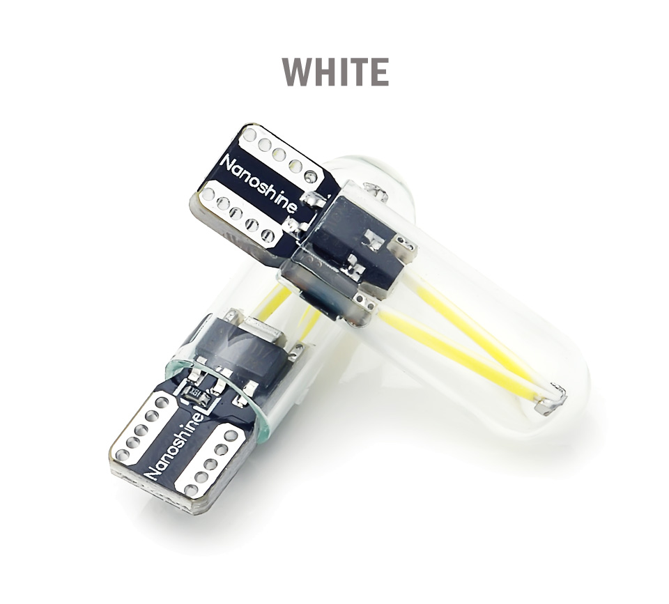 2x Classical W5W Led T10 Filament Cob Glass Car Light Bulb High Quality Auto Automobiles Reading Dome Lamp DRL Car Styling 12v