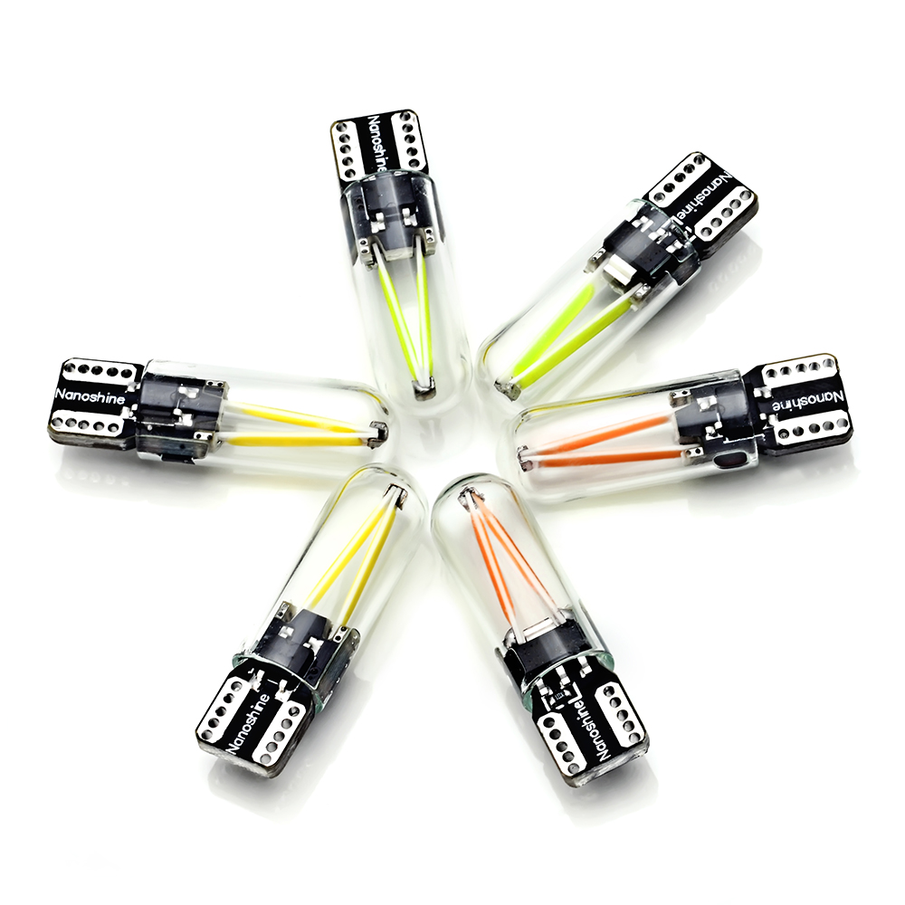 2x Classical W5W Led T10 Filament Cob Glass Car Light Bulb High Quality Auto Automobiles Reading Dome Lamp DRL Car Styling 12v