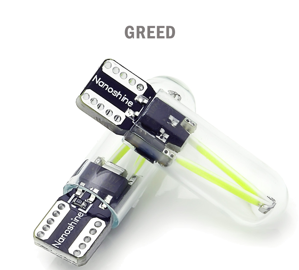 2x Classical W5W Led T10 Filament Cob Glass Car Light Bulb High Quality Auto Automobiles Reading Dome Lamp DRL Car Styling 12v