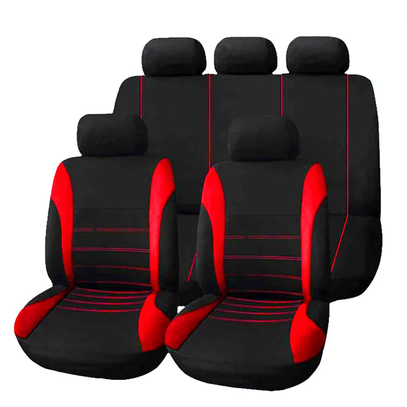 Auto Parts Car Seat Cover Polyester Fabric 2/4/9 Piece Set Four Season Universal Front/Rear Car Seat Cushion