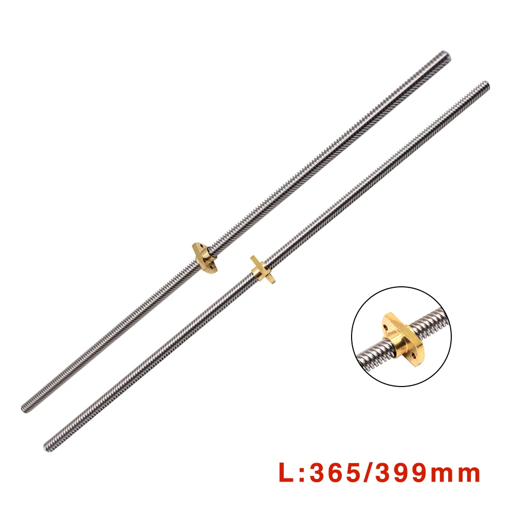 T8*8 Ender 3 Lead Screw Z axis Rod +Brass Nuts Lead 8MM 365/399/400MM for Ender-3 Ender-3 V2 Ender 6 CR-10S CR-10 V2 CR-6 SE I3
