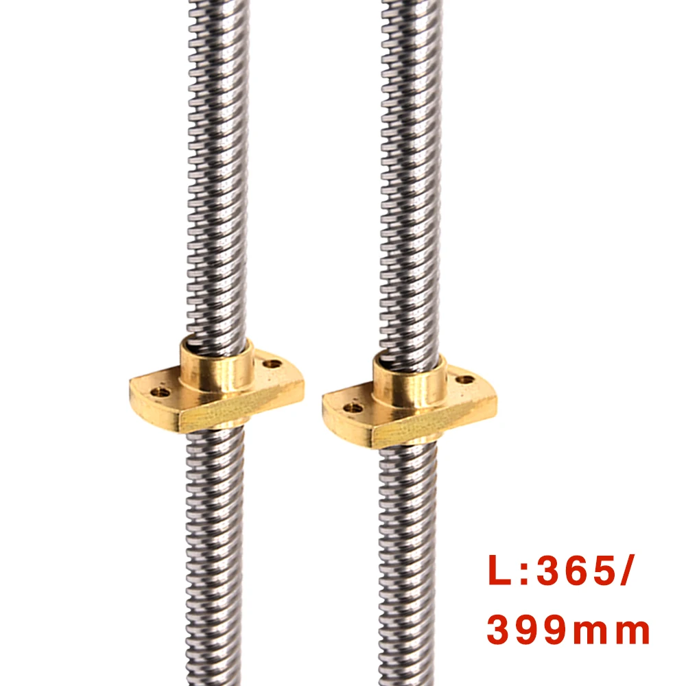 T8*8 Ender 3 Lead Screw Z axis Rod +Brass Nuts Lead 8MM 365/399/400MM for Ender-3 Ender-3 V2 Ender 6 CR-10S CR-10 V2 CR-6 SE I3