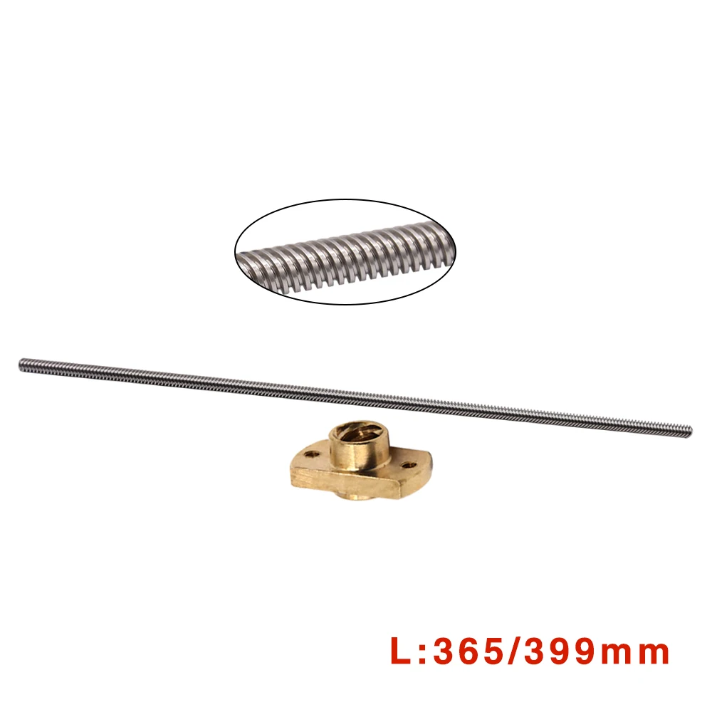 T8*8 Ender 3 Lead Screw Z axis Rod +Brass Nuts Lead 8MM 365/399/400MM for Ender-3 Ender-3 V2 Ender 6 CR-10S CR-10 V2 CR-6 SE I3