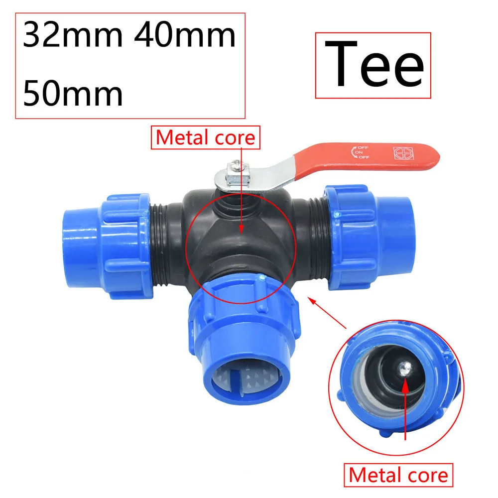 20/25/32/40/50/63mm PVC PE Tube Tap Water Splitter Plastic Quick Valve Connector Garden Farm Irrigation Water Pipe Fittings