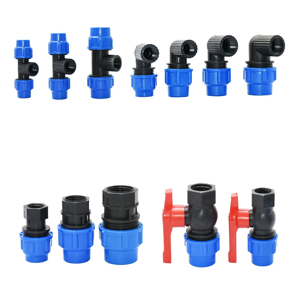 20/25/32/40/50/63mm PVC PE Tube Tap Water Splitter Plastic Quick Valve Connector Garden Farm Irrigation Water Pipe Fittings