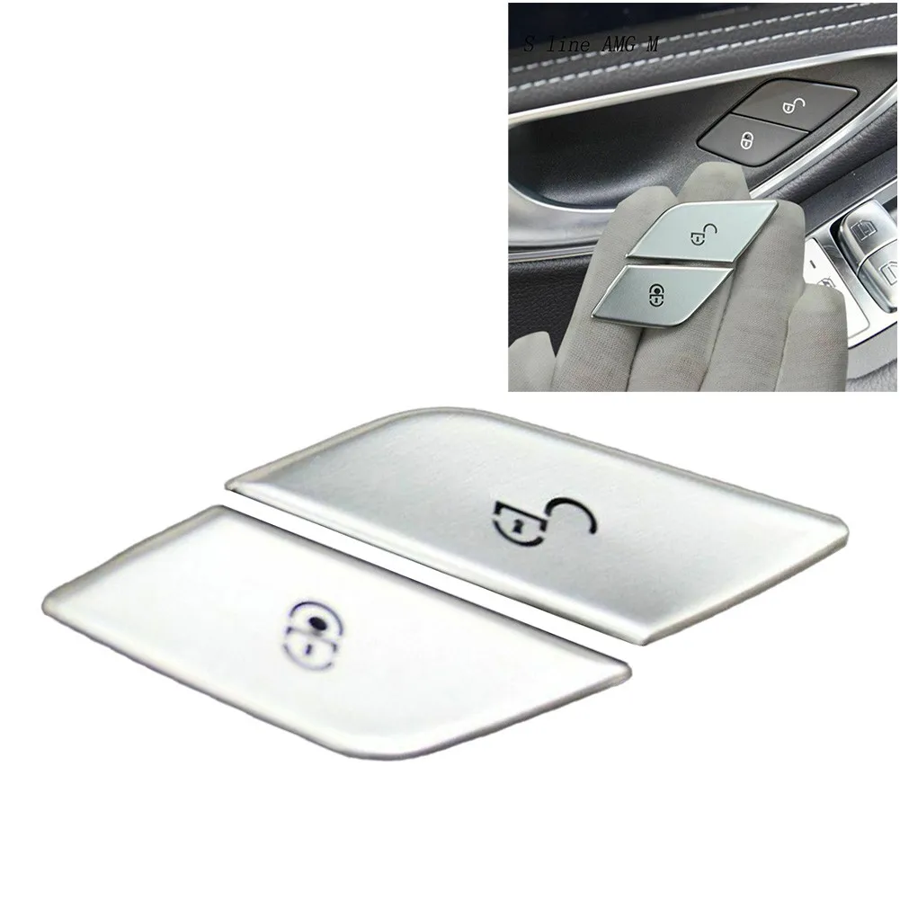 Car Door Lock Switch Button Sticker For Mercedes Benz C E Class W205 W213 X253 2016-2019 Year LHD Left Hand Drive