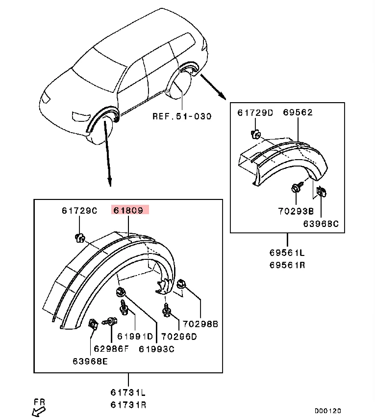 175Cm Wheel Eyebrow Rubber Strip Shell for Montero Sport 7407A186 Seal with Sticker for Triton Overfender for Pajero V30 V90