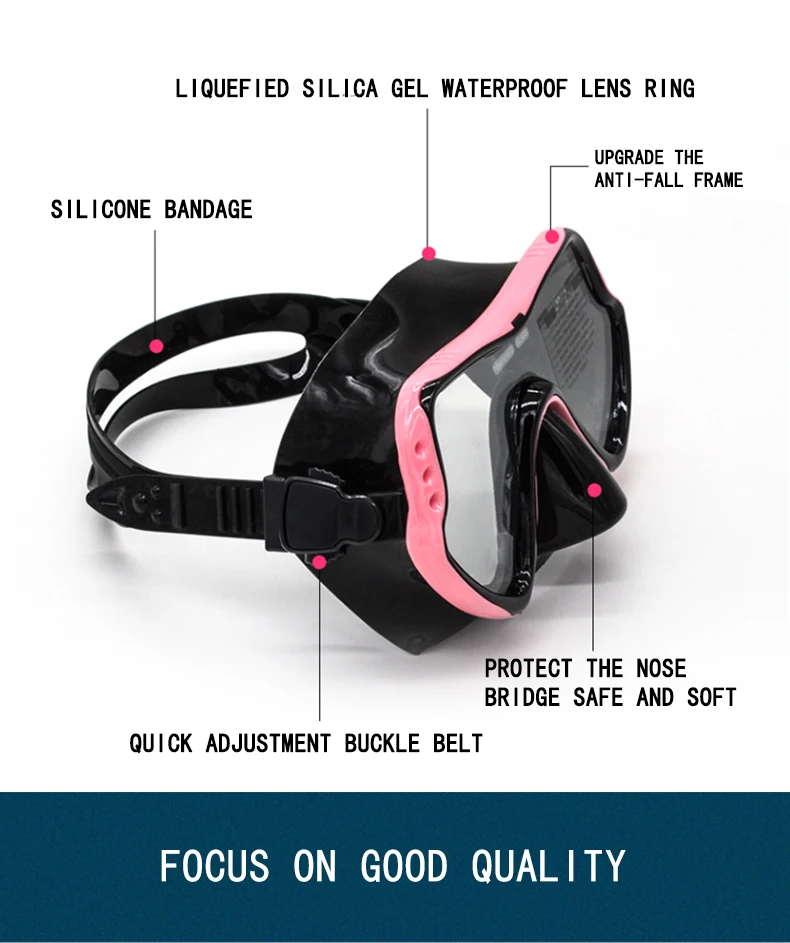 QYQ Diving Mask Professional Snorkel Diving Mask and Snorkels Goggles Glasses Diving Swimming Easy Breath Tube Set Snorkel Mask
