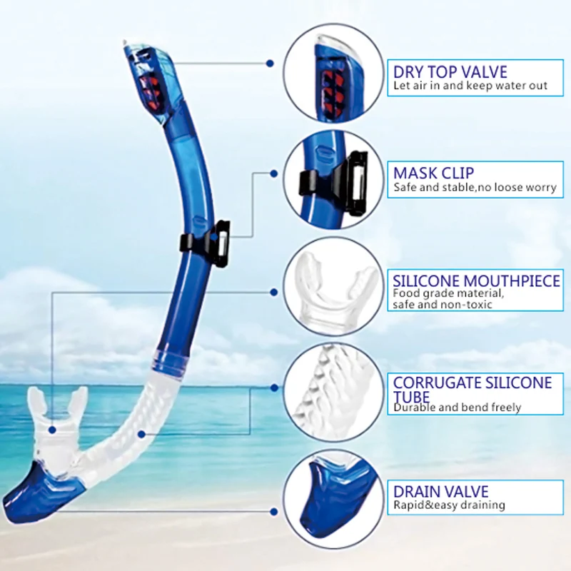 QYQ Diving Mask Professional Snorkel Diving Mask and Snorkels Goggles Glasses Diving Swimming Easy Breath Tube Set Snorkel Mask