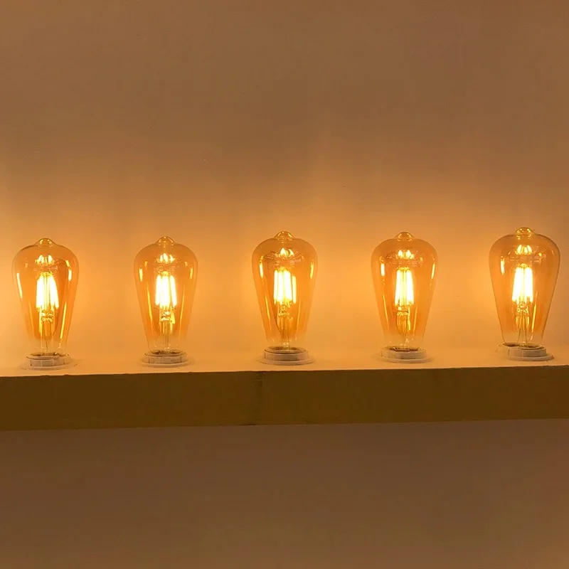 LED Edison Filament Light Bulbs Golden ST64 Dimmable E27 B22 2W 4W 6W 8W 10W 12W 220V 110V 2700K 6000K 360 Degree Energy Lamps