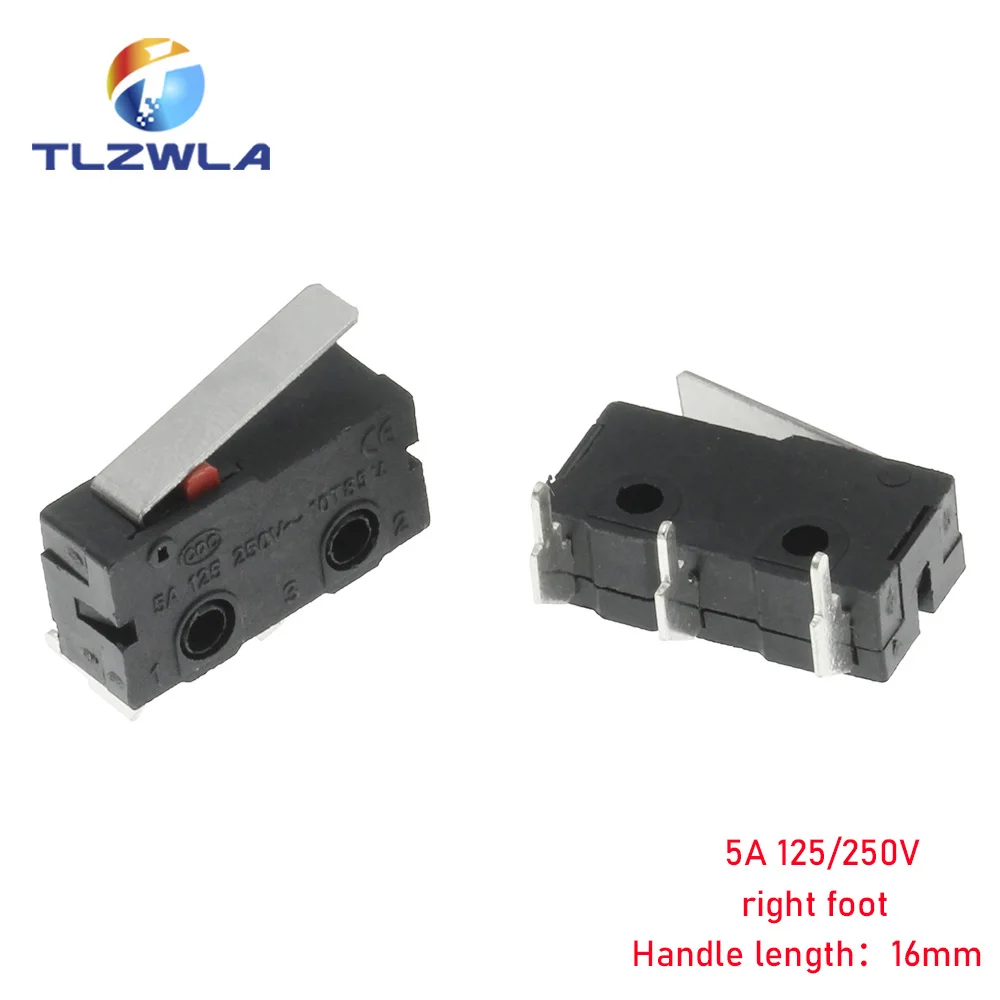 Micro Switch Copper Contact 5A 125/250V Mini Limit Switch No Nc 2/3Pin Roller Arc Rod Quick Button Switch