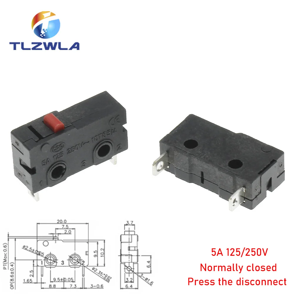 Micro Switch Copper Contact 5A 125/250V Mini Limit Switch No Nc 2/3Pin Roller Arc Rod Quick Button Switch