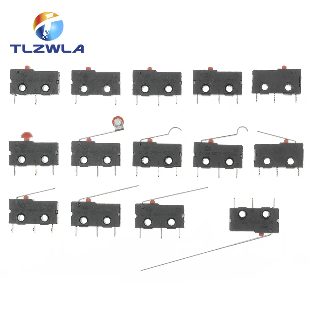 Micro Switch Copper Contact 5A 125/250V Mini Limit Switch No Nc 2/3Pin Roller Arc Rod Quick Button Switch