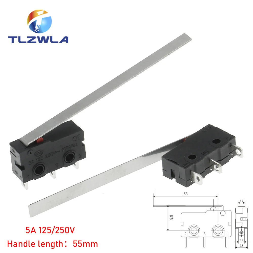 Micro Switch Copper Contact 5A 125/250V Mini Limit Switch No Nc 2/3Pin Roller Arc Rod Quick Button Switch