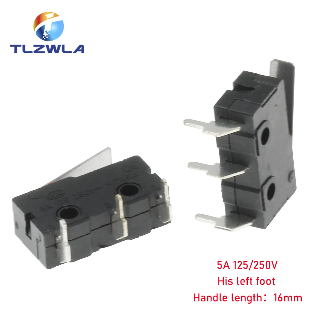 Micro Switch Copper Contact 5A 125/250V Mini Limit Switch No Nc 2/3Pin Roller Arc Rod Quick Button Switch