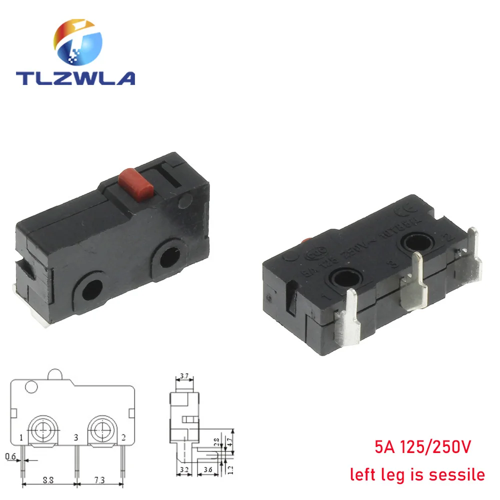 Micro Switch Copper Contact 5A 125/250V Mini Limit Switch No Nc 2/3Pin Roller Arc Rod Quick Button Switch