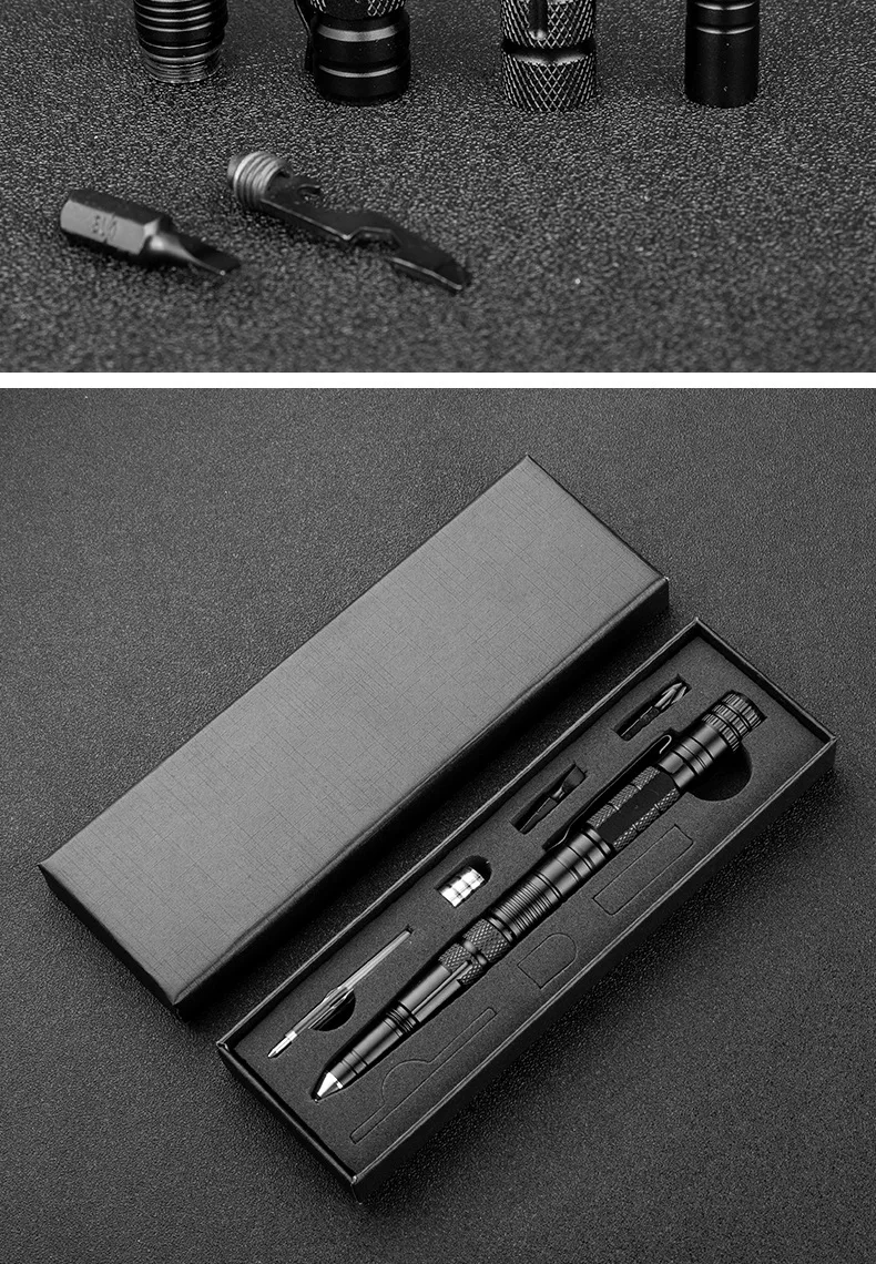 Multi Function Tactical Pen Emergency Flashlight Screwdriver Bottle Opener Window Breaker Outdoor Survival Self Rescue EDC Tool