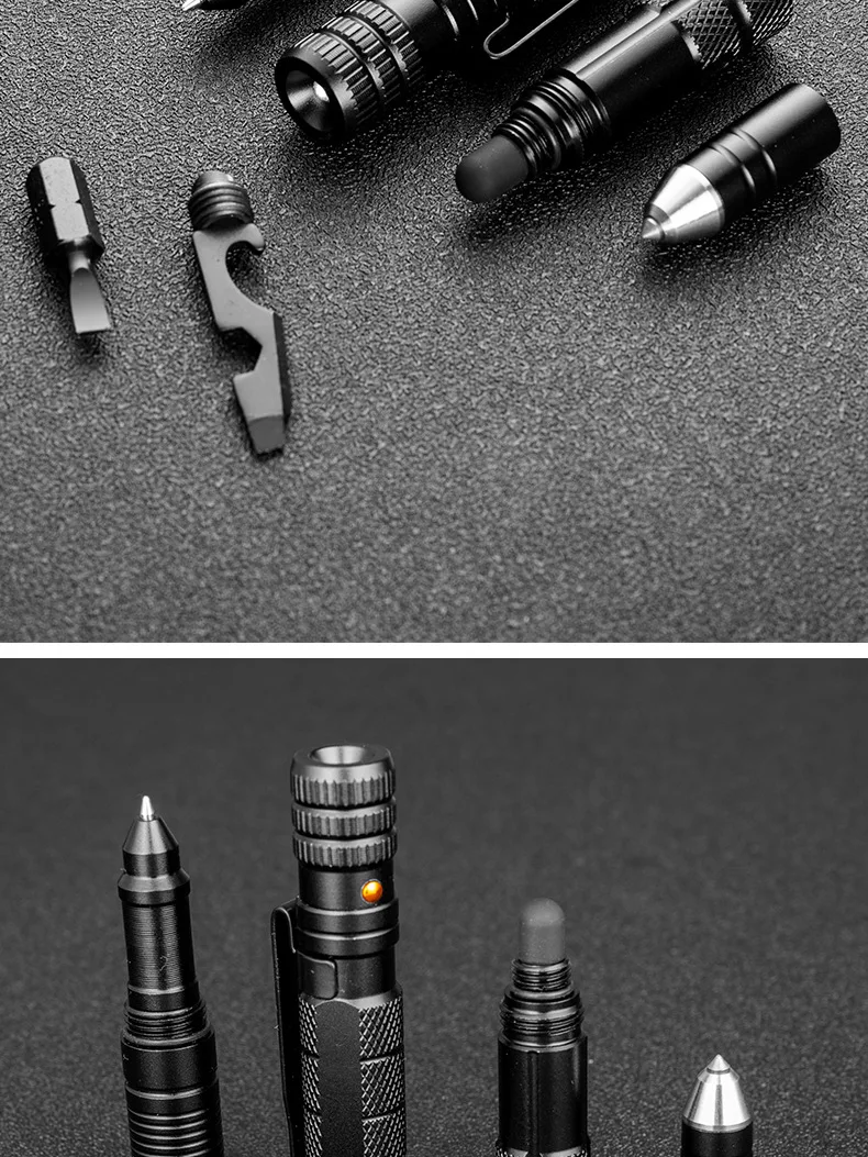 Multi Function Tactical Pen Emergency Flashlight Screwdriver Bottle Opener Window Breaker Outdoor Survival Self Rescue EDC Tool