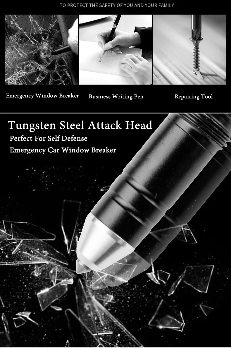 Multi Function Tactical Pen Emergency Flashlight Screwdriver Bottle Opener Window Breaker Outdoor Survival Self Rescue EDC Tool