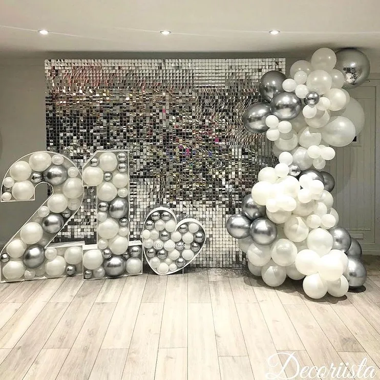 2 Pack Party Glitter Curtain Backdrop Decorations Silver Rose Gold Laser Party Curtain for Birthday Wedding Party Background