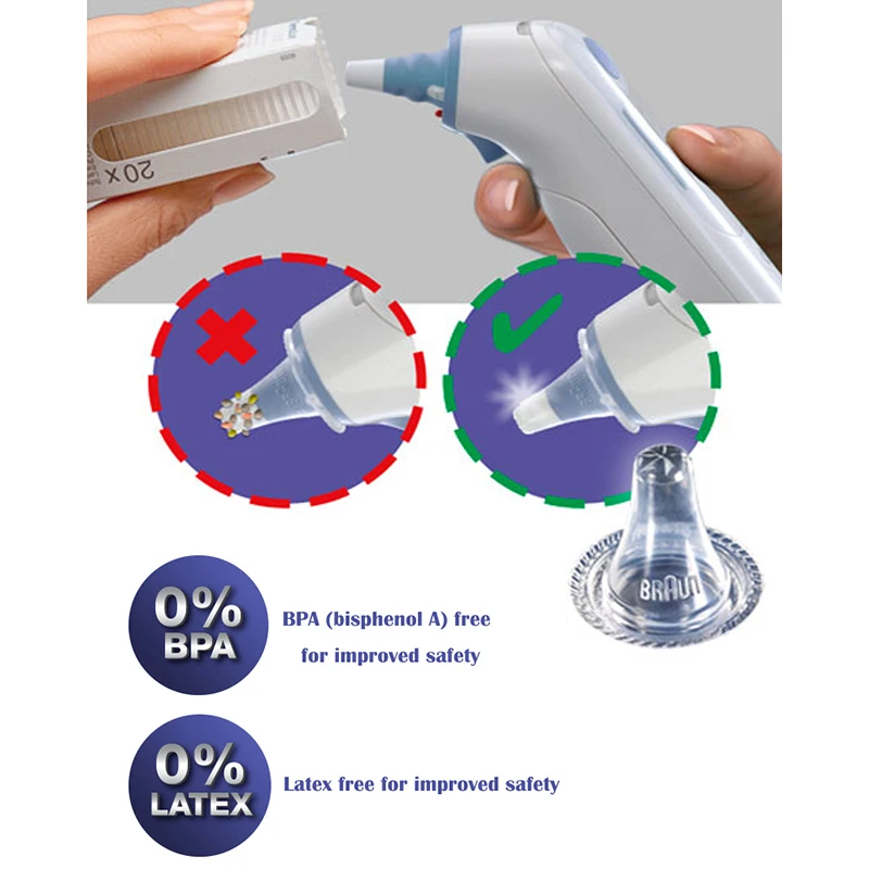 20 Pcs Ear Thermometer Cover Lens Filters Probe Cover Caps For Braun Thermoscan 7.6*3*2.8mm