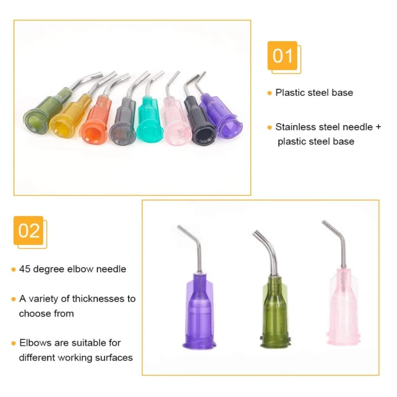 10-45Pcs 1" Stainless Steel 45 Degrees Elbow Dispensing Needle Blunt Tip From 14G To 27G