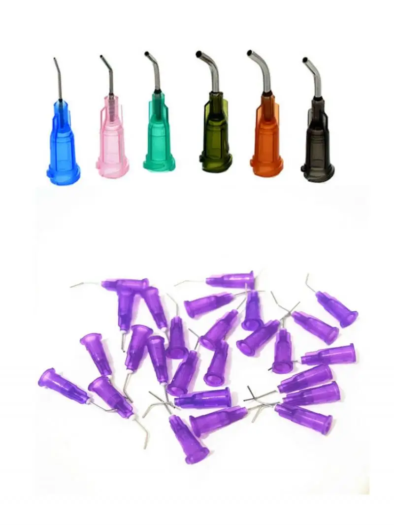 10-45Pcs 1" Stainless Steel 45 Degrees Elbow Dispensing Needle Blunt Tip From 14G To 27G