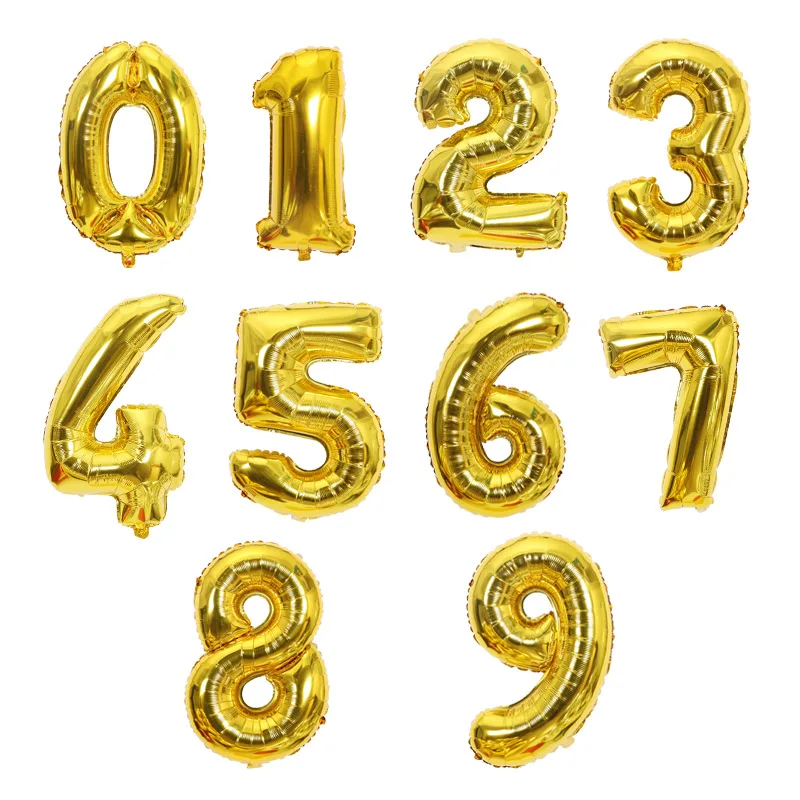 16 32 40 Inch Air Number Large Figures Foil Balloons Happy Birthday Wedding Party Decorations Baby Shower Globos