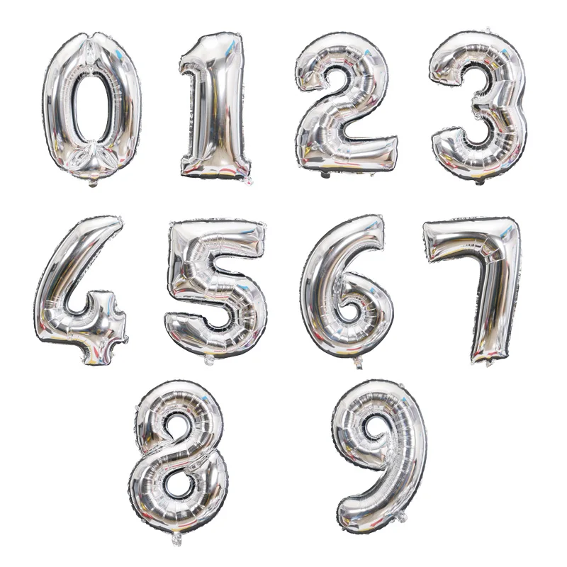 16 32 40 Inch Air Number Large Figures Foil Balloons Happy Birthday Wedding Party Decorations Baby Shower Globos