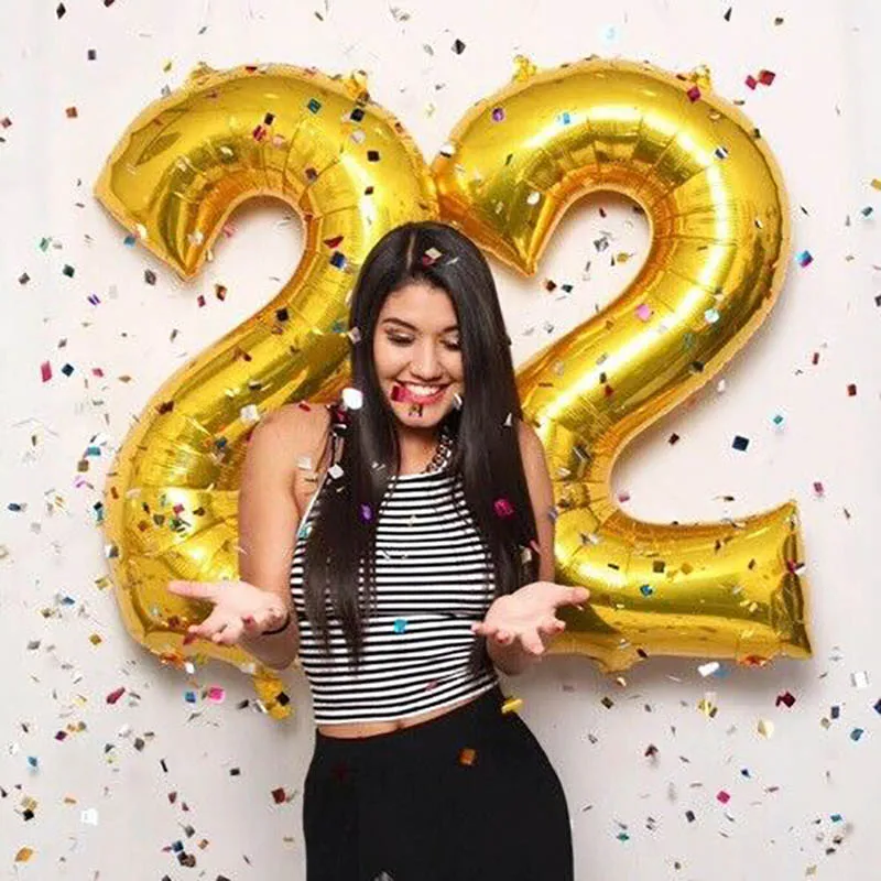 16 32 40 Inch Air Number Large Figures Foil Balloons Happy Birthday Wedding Party Decorations Baby Shower Globos