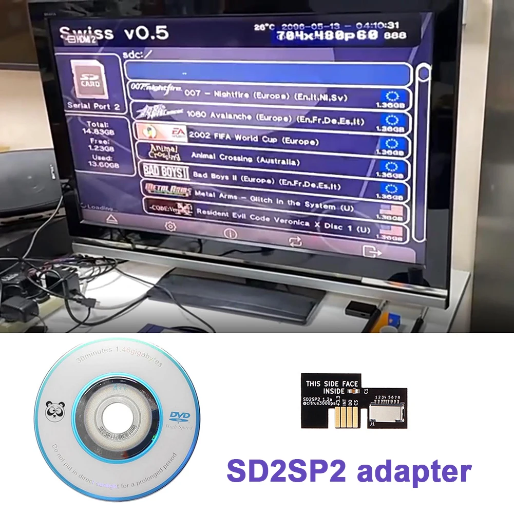 SD2SP2 Adapter TF Card Reader Replacement+Swiss Boot Disc Mini DVD for Nintendo Gamecube NTSC-U/NTSC-J/PAL Game Accessories