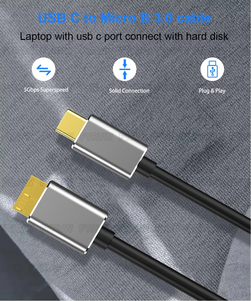 Type C to Micro B Cable USB-C to Micro B Hard Disk Extender Cable For Macbook Hard Drive Disk HDD SSD Case USB Type C Micro B Ca