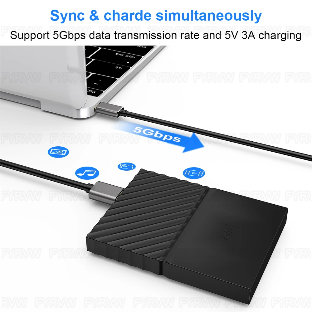 Type C to Micro B Cable USB-C to Micro B Hard Disk Extender Cable For Macbook Hard Drive Disk HDD SSD Case USB Type C Micro B Ca
