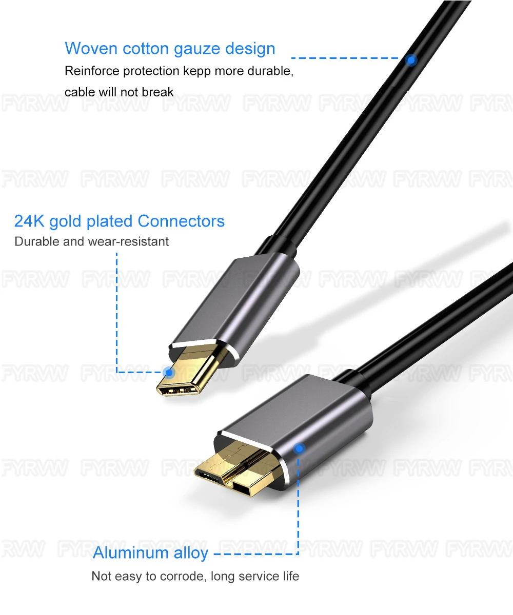 Type C to Micro B Cable USB-C to Micro B Hard Disk Extender Cable For Macbook Hard Drive Disk HDD SSD Case USB Type C Micro B Ca