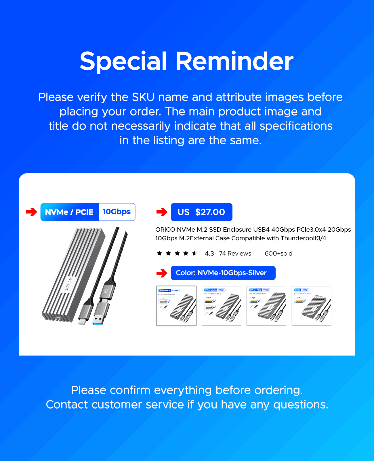 ORICO M2 SSD Case NVMe USB Type C Gen2 10Gbps PCIe SSD Case M2 SATA NGFF 5Gbps M.2 NVME Enclosure Disk Box M.2 SSD Case
